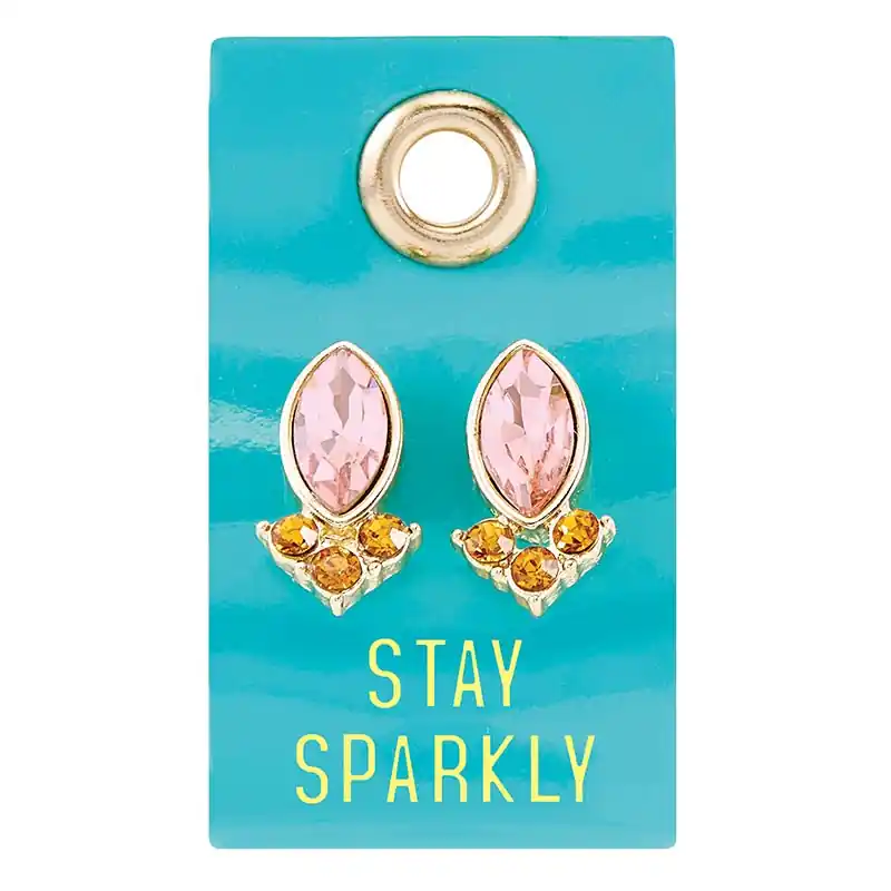 Stay Sparkly Gemstone Leather Tag Earrings - The Bullish Store