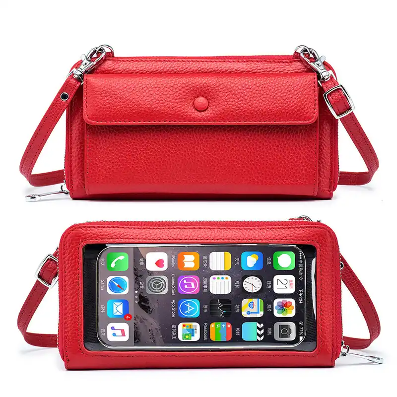 Ryann Genuine Leather Phone Wallet Crossbody - Aili's Corner