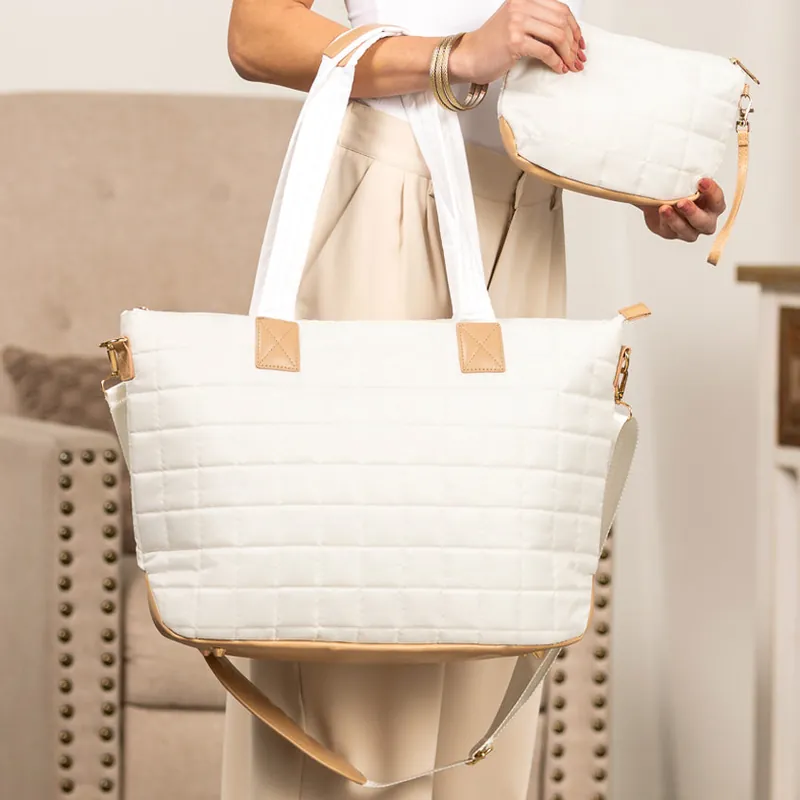 Mila Quilted Traveler Tote with Mini Clutch - Aili's Corner