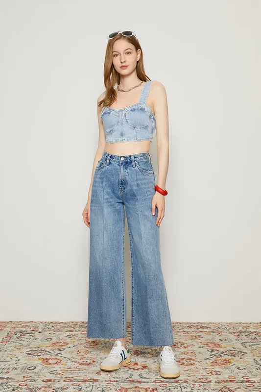 CHILL Pleat Straight Ankle Jeans - Hey Joanie
