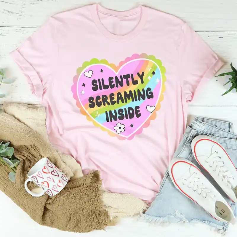Silently Screaming Inside Tee - Peachy Sunday