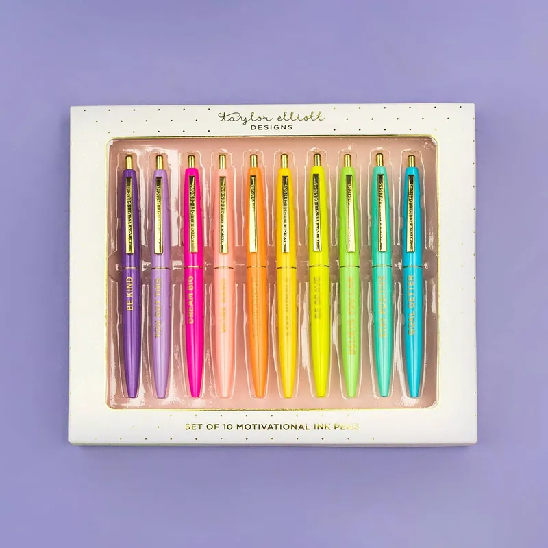 Pen Set - Motivational - Asst Colors - 10 Piece Set