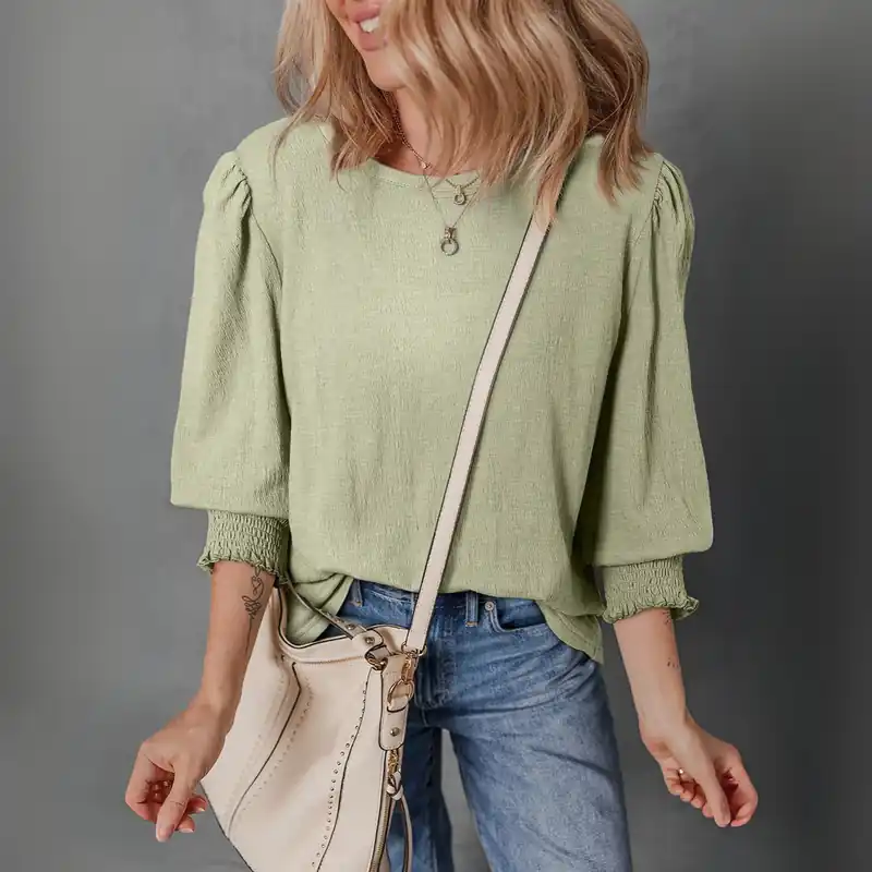 Laurel Green Textured Blouse - Adelyne's Boutique & Gifts