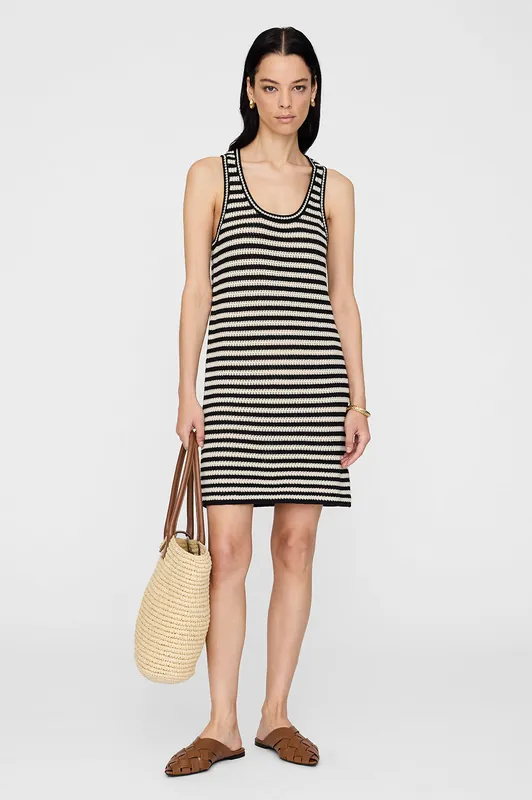Arie Dress - Black And Ivory Stripe