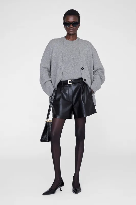 Trent Short - Black Recycled Leather