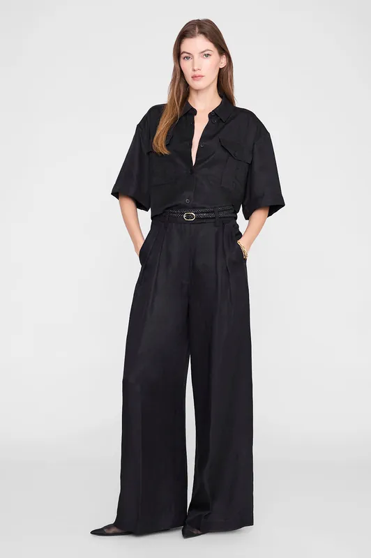 Edith Shirt - Black Linen Blend