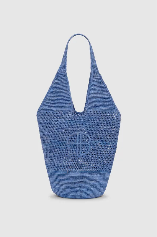 Leah Logo Hobo Raffia - Storm Blue