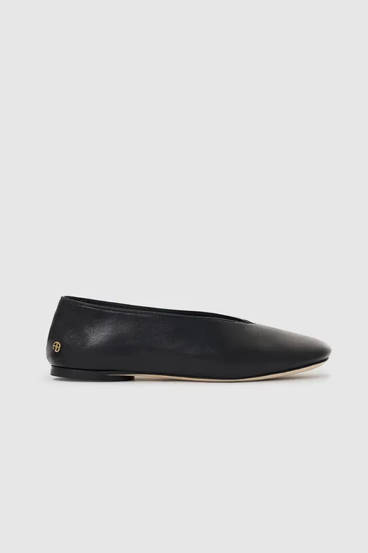 Ana Flats Smooth Leather - Black