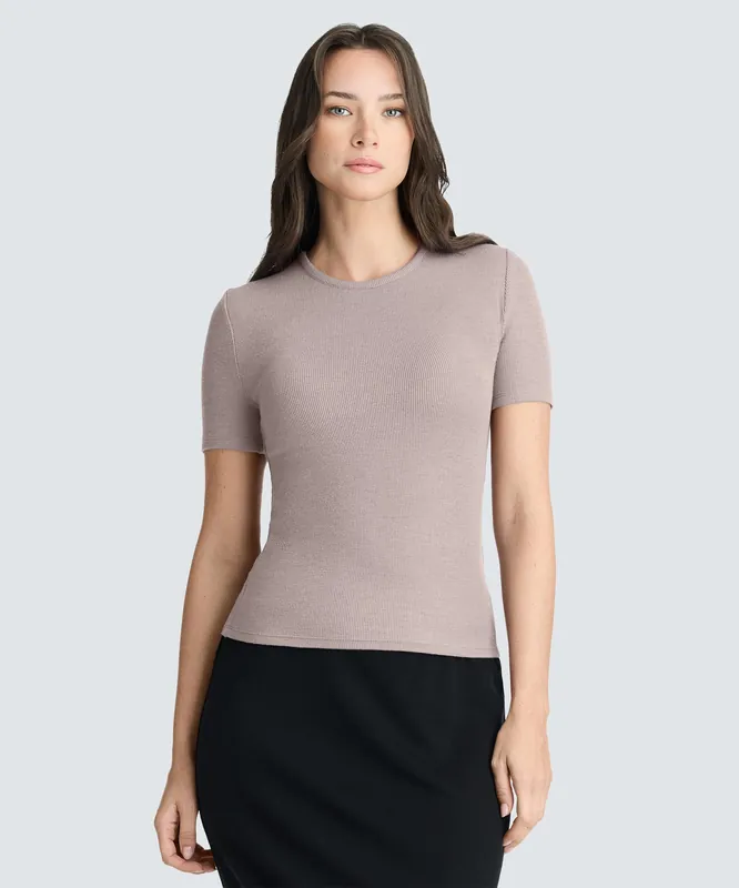 Women's Rib Fitted Crew Neck T-Shirt
