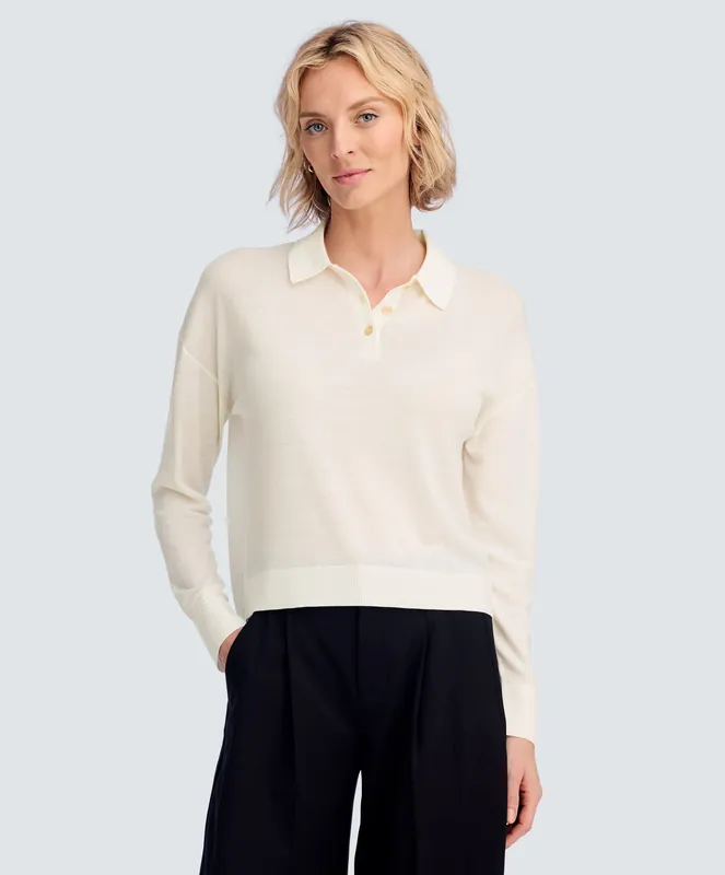 Women’s Long Sleeve Fine Knit Polo - Unbound Merino