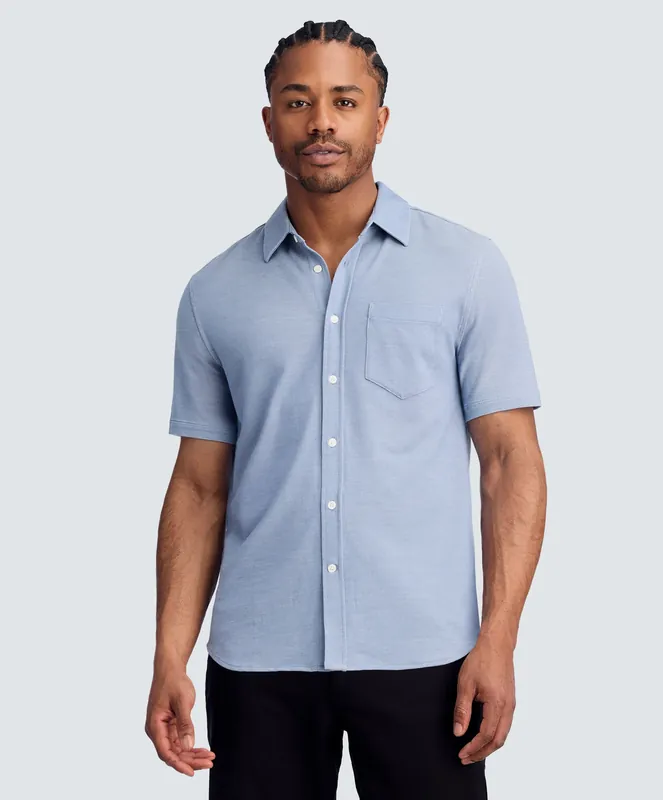Men's Relaxed Short Sleeve Merino Button-Up