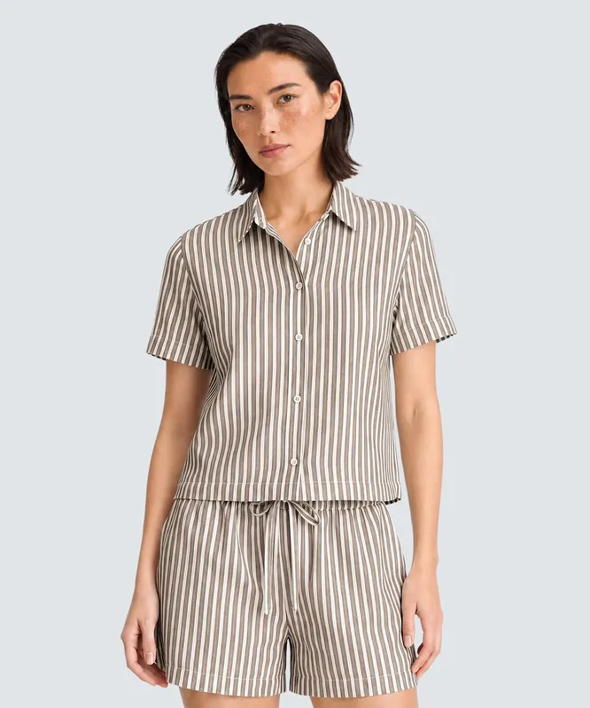 Women’s Merino Linen Short Sleeve Shirt - Unbound Merino