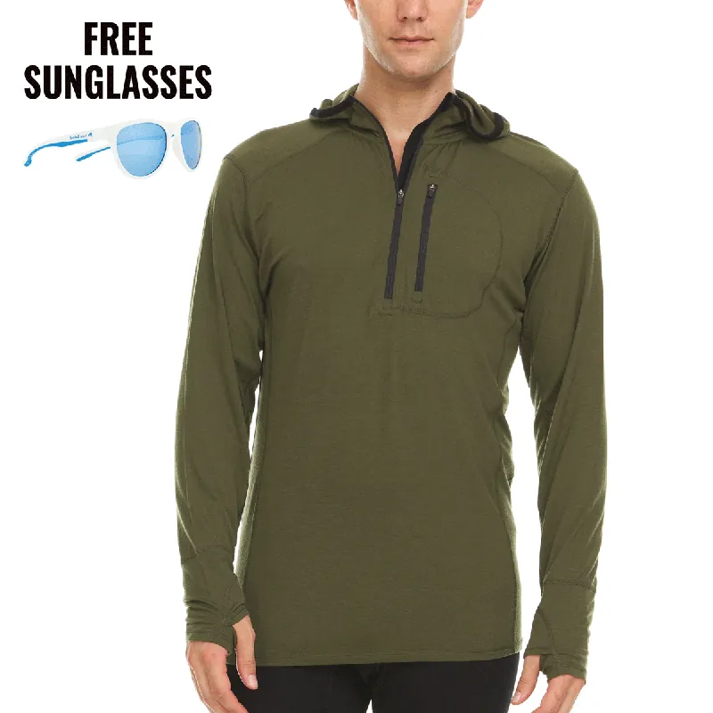 Men's Wool 1/4 Zip Merino Sun Hoodie - Microweight