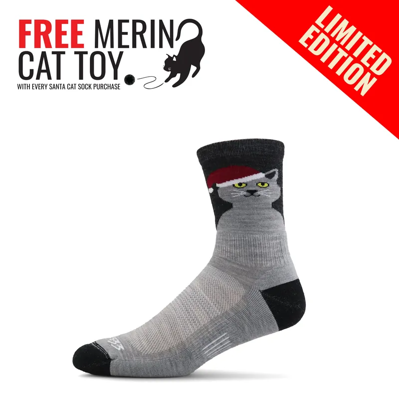 Santa Cat Socks - Micro Cushion Mini Crew