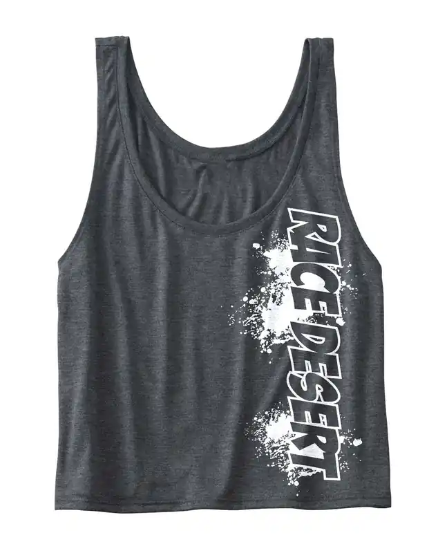Womens Race Desert Splatter Boxy Crop Tank - Grey