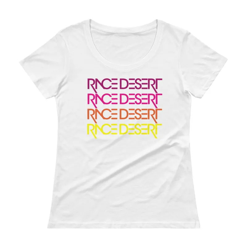 Womens Race Desert Sunset Scoopneck Shirt - White