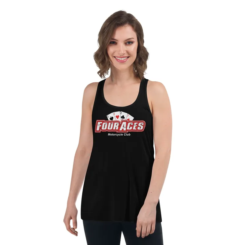 4 Aces Black Womens Flowy Racerback Tank - Race Desert