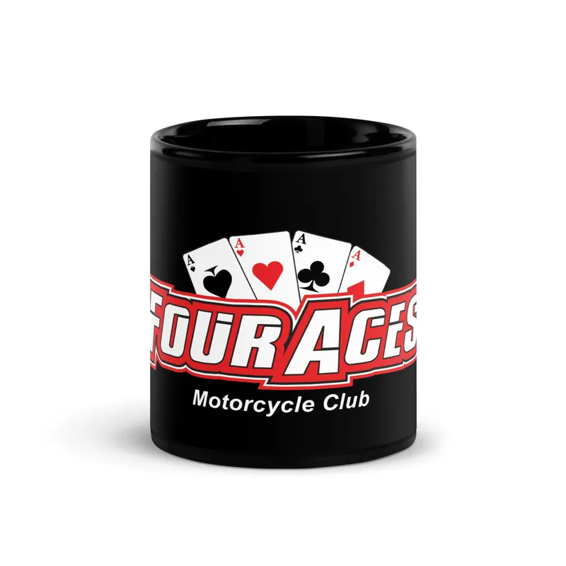 4 Aces Club Black Glossy Mug - Race Desert
