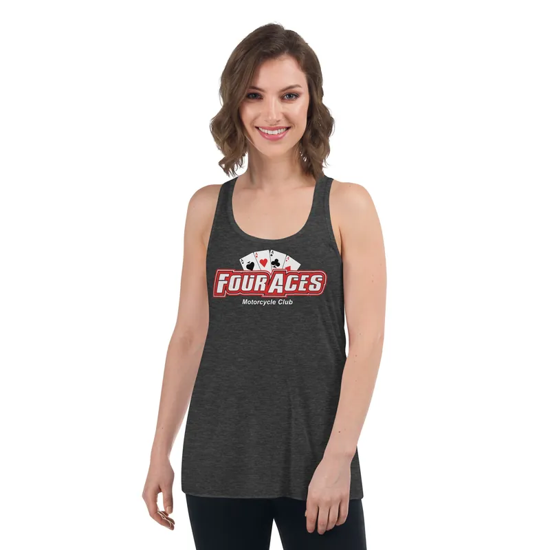 4 Aces Gray Women's Flowy Racerback Tank - Race Desert