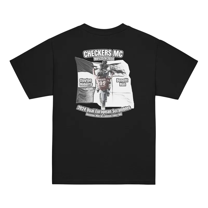 Youth Checkers MC 2024 Dual Euro Event Youth Shirt - Clayton Roberts Benefit Run