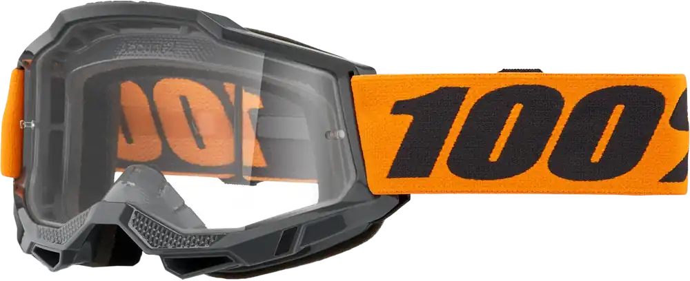 100% Strata 2 Goggle Neon Orange Clear Lens - LiveTheGnar