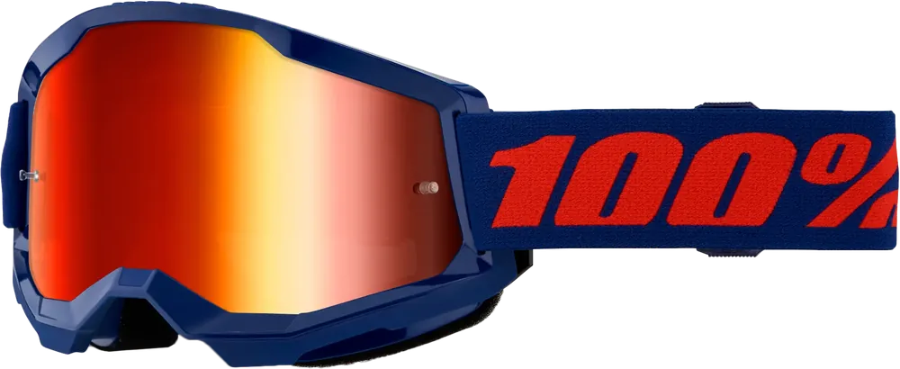 100% Strata 2 Goggle Navy Mirror Red Lens - LiveTheGnar