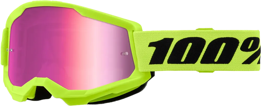 100% Strata 2 Goggle Neon Yellow Mirror Pink Lens - LiveTheGnar