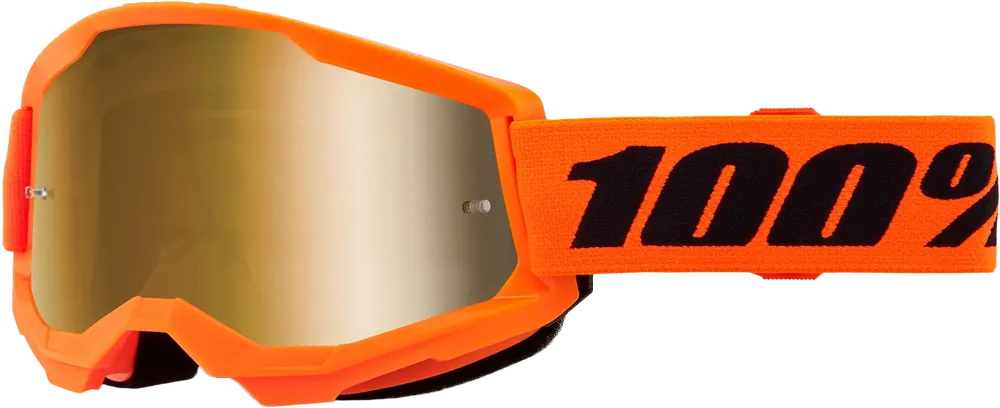 100% Strata 2 Goggle Neon Orange Mirror Gold Lens - LiveTheGnar