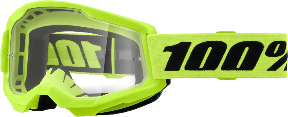 100% Strata 2 Goggle Neon Yellow Clear Lens - LiveTheGnar