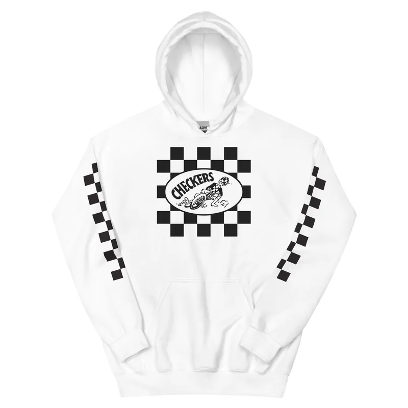Checkers MC Adult Slider White Hoodie - Official Club Apparel