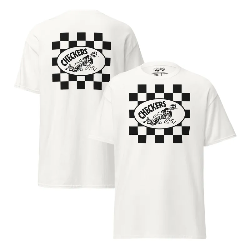 Checkers MC Mens Slider Square White T-Shirt - Official Club Apparel
