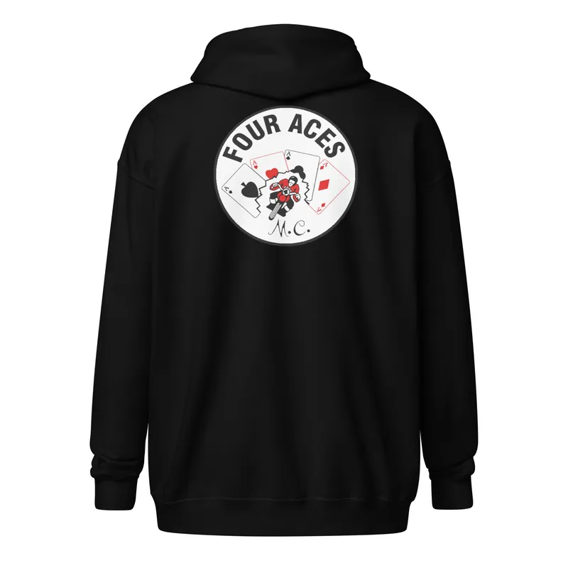 Four Aces MC Club Zip Up Hoodie - Original Club Logo - Adult Sizes