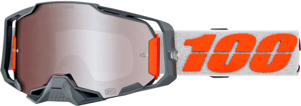 100% Armega Hiper Goggle Silver with Mirror Silver Lens - LiveTheGnar