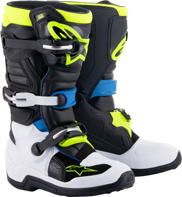Alpinestars Youth Tech 7s Black/Enamel/Blue/Yellow Fluo - LiveTheGnar