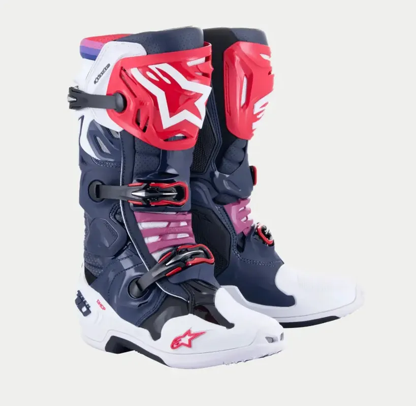 Alpinestars Tech 10 Supervented Night Navy/White/Rainbow Boots - LiveTheGnar