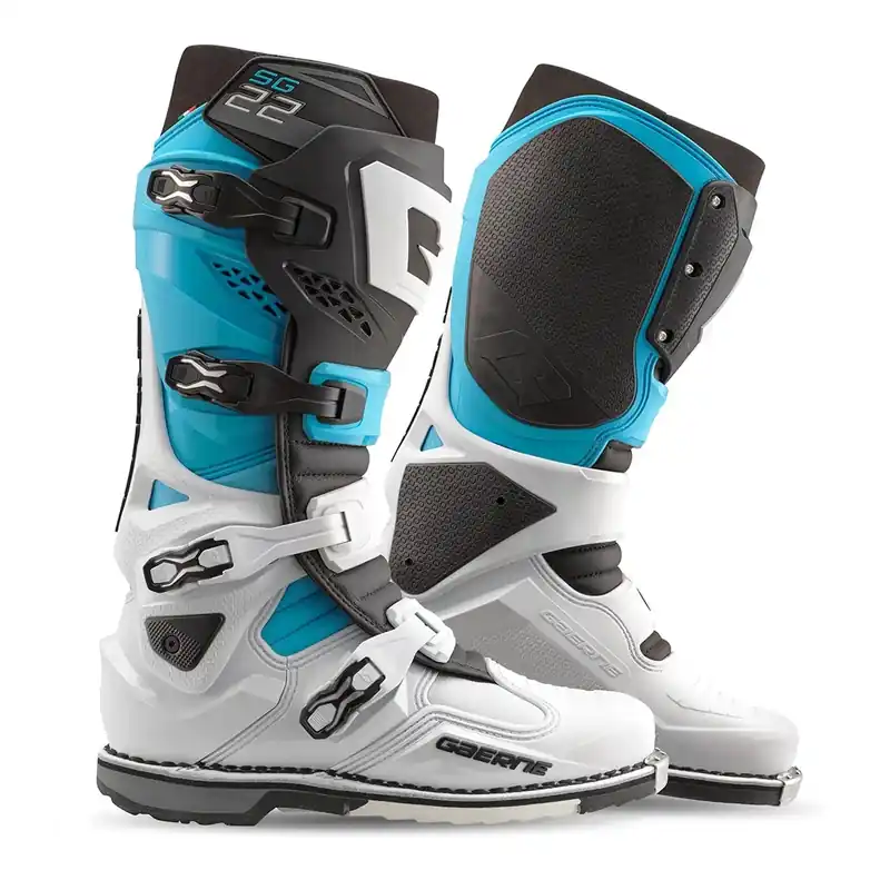 Gaerne SG22 Limited Edition White/Black/Light Blue Boots - LiveTheGnar