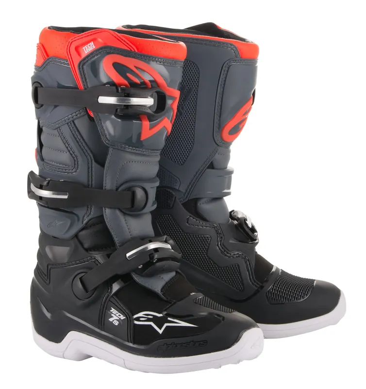 Alpinestars Youth Tech 7s Grey/Red Boots - LiveTheGnar