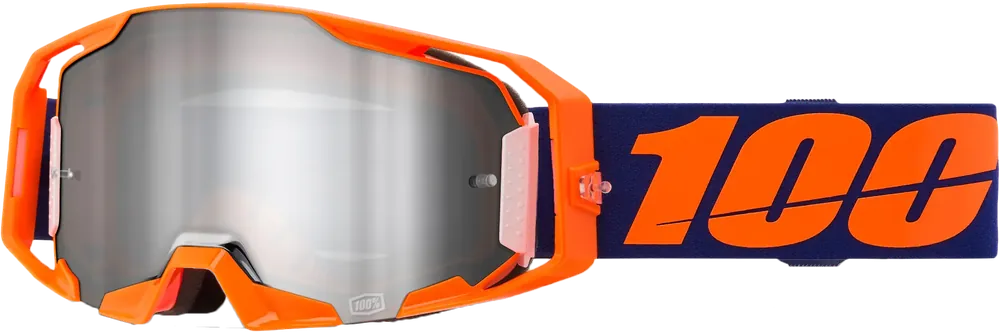 100% Armatic Goggle Neon Org with Mirror Silver Flash Lens - LiveTheGnar