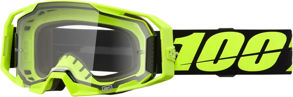 100% Armatic Goggle Neon Yellow with Clear Lens - LiveTheGnar