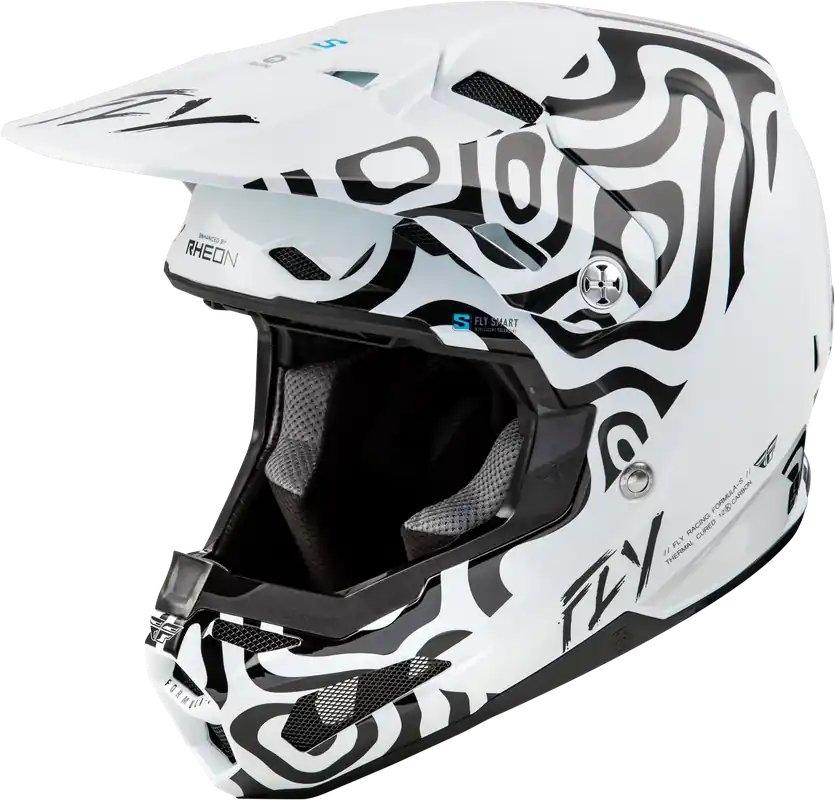 FLY RACING Formula S Carbon Abyss White/Black Helmet - LiveTheGnar