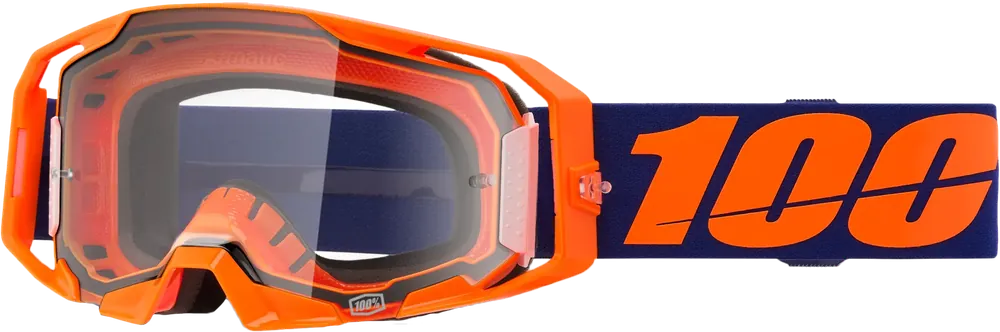 100% Armatic Goggle Neon Orange with Clear Lens - LiveTheGnar