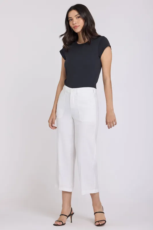 Wide Leg Cargo Capri Pants - Optic White