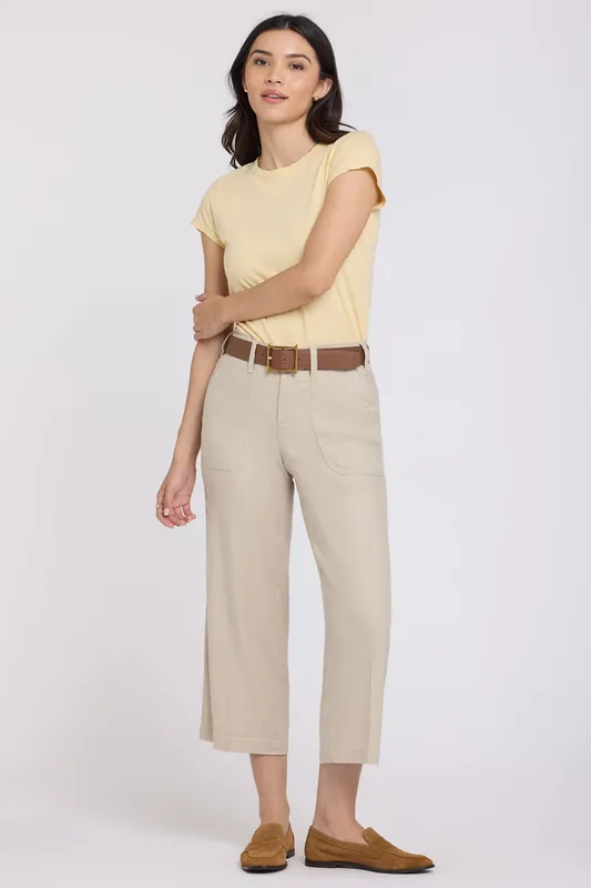 Wide Leg Cargo Capri Pants - Feather