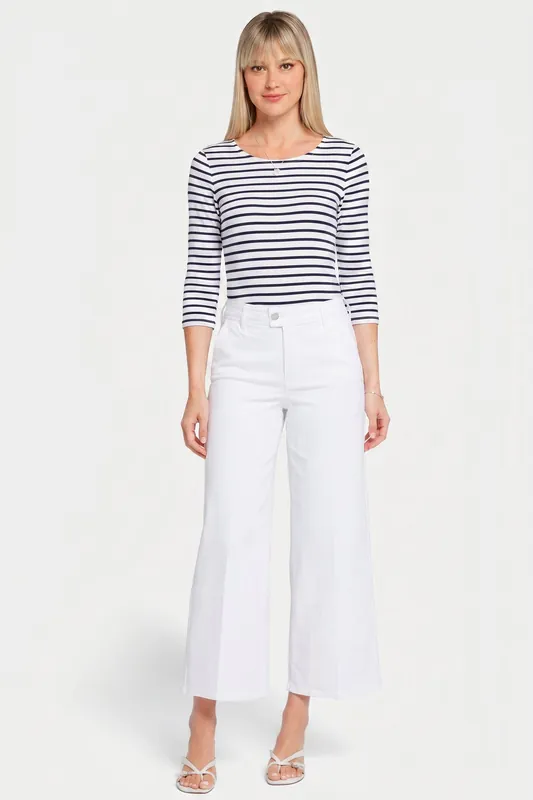 Mona Wide Leg Trouser Ankle Jeans - Optic White