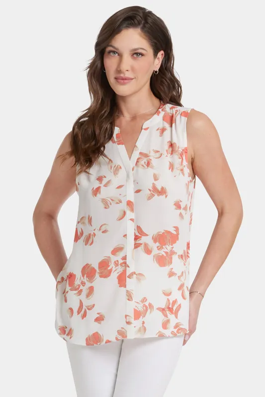 Sleeveless Pintuck Blouse - Aurora