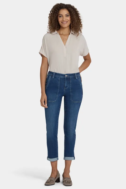 Margot Girlfriend Jeans In Petite - Vintage Lapis