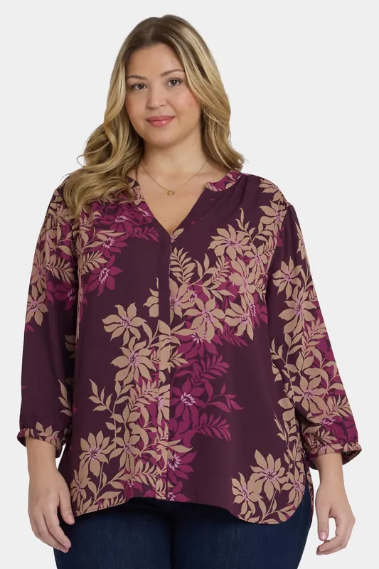 Pintuck Blouse In Plus Size - Bonne Nouvelle