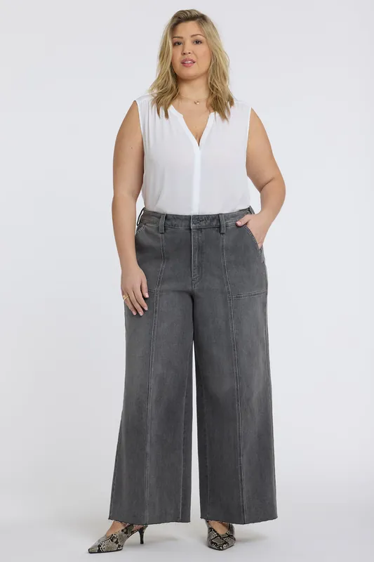 Simone Wide Leg Jeans In Plus Size - Dusty Ash