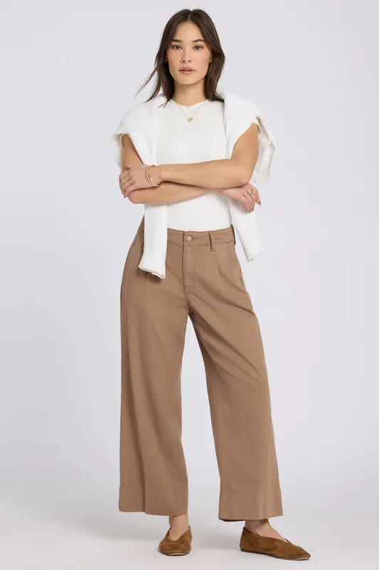 Teresa Wide Leg Ankle Jeans - Toasted Coconut