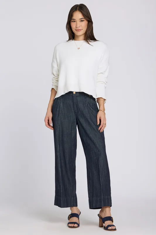Teresa Wide Leg Ankle Jeans - Dark Indigo